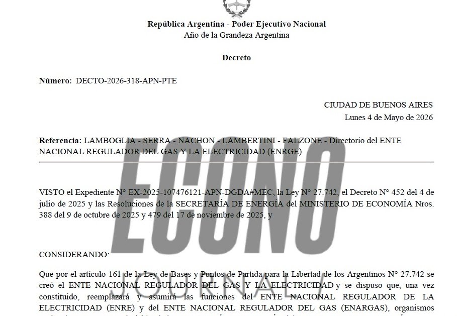 Javier Milei firma decreto para unificar ENARGAS y ENRE en el nuevo ENRGE