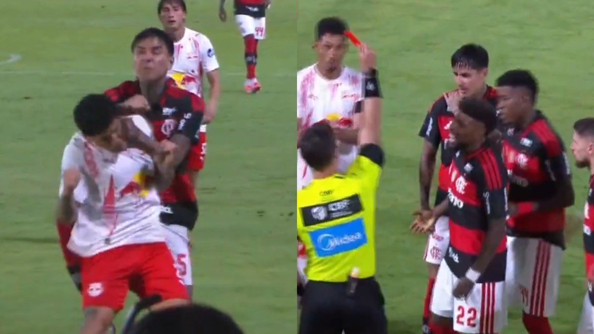 Pegó un combo: Erick Pulgar fue expulsado en derrota por goleada de Flamengo
